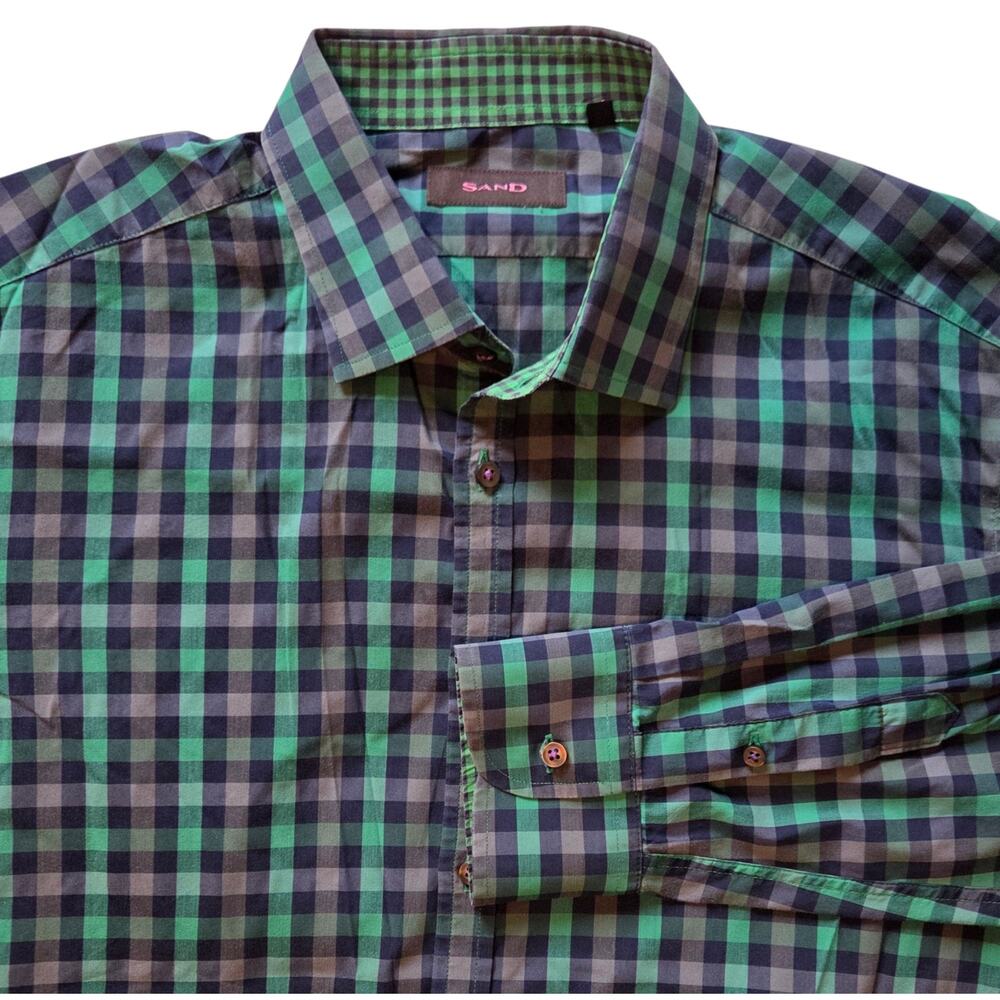 Sand Copenhagen Men's Shirt Denmark Long Sleeve Button-down Checked sz 43 XL